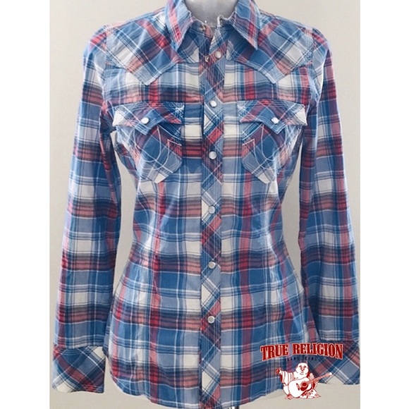 True Religion Tops - True Religion Plaid Western Style Shirt
